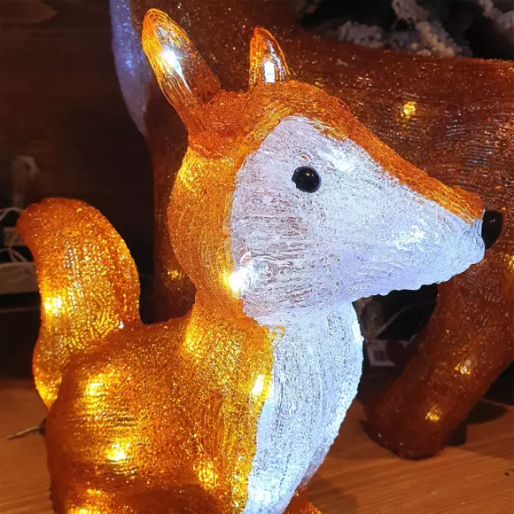 Eminza Renard Lumineux à Piles 30 LED (H28 Cm) Martin Blanc Froid