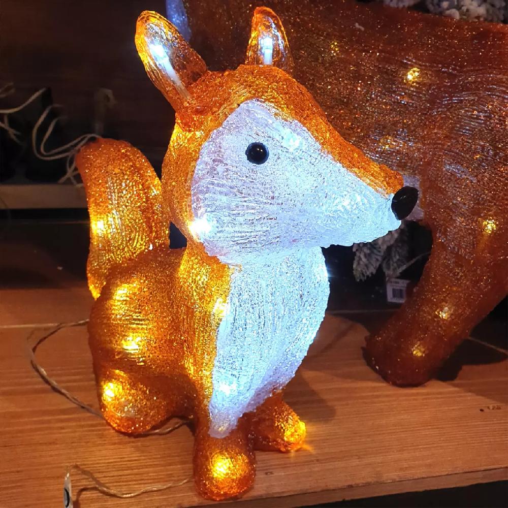 eminza Renard lumineux à piles 30 LED (H28 cm) Martin Blanc froid