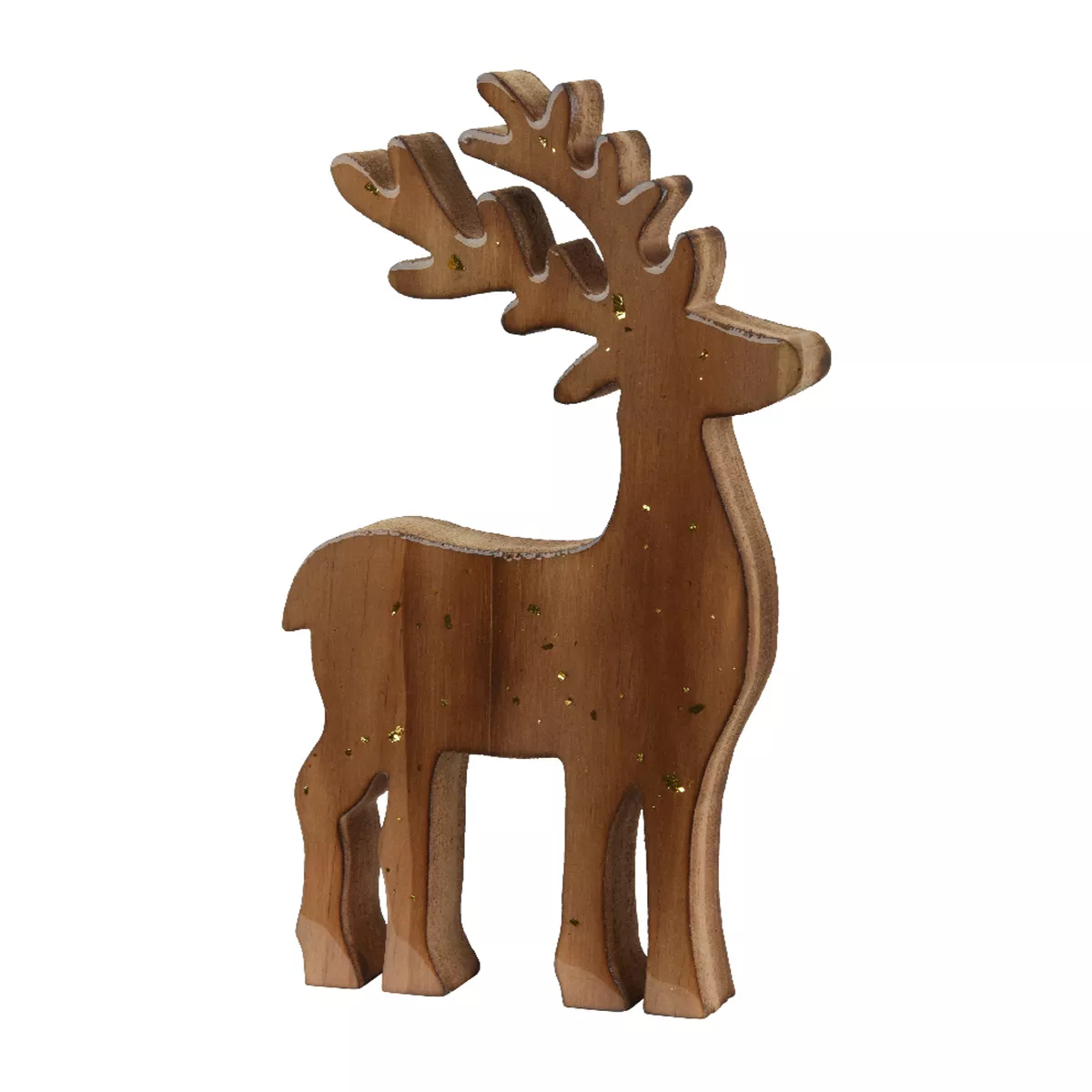 eminza Renne de Noël en bois (H18 cm) Elm Paillettes dorées