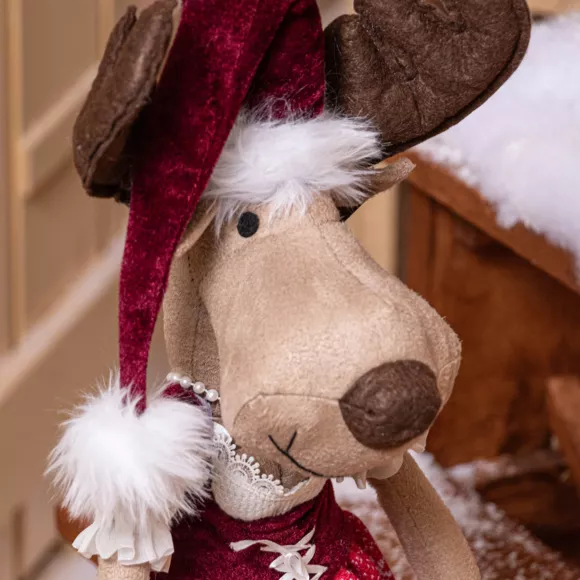 Eminza Renne De Noël (H59 Cm) Miss Bavaroise Robe Rouge
