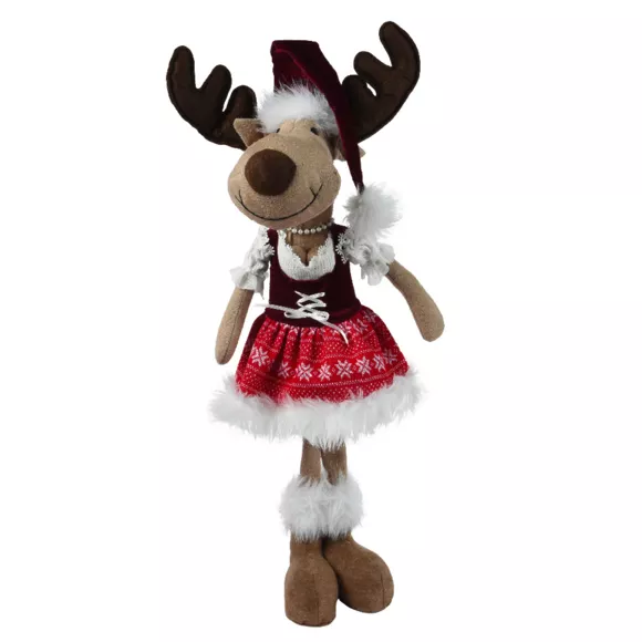 Eminza Renne De Noël (H59 Cm) Miss Bavaroise Robe Rouge