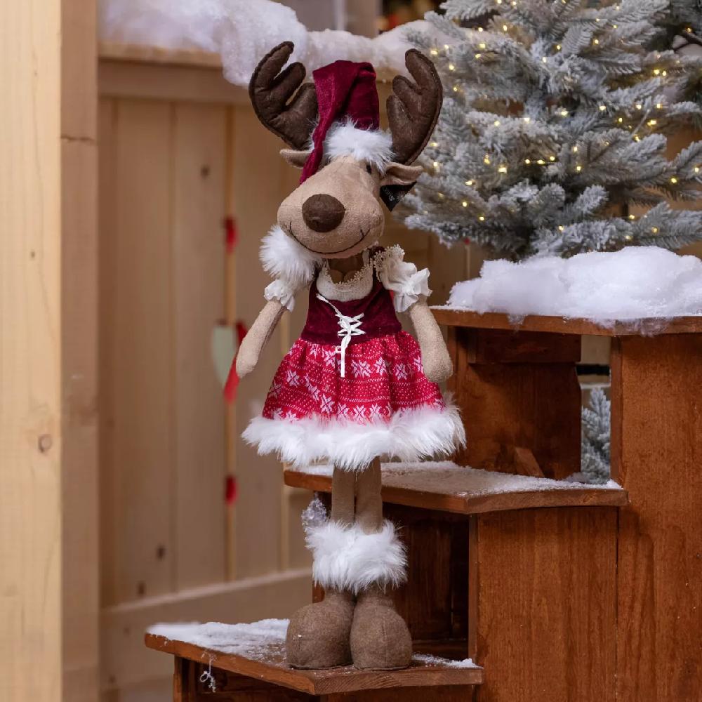 eminza Renne de Noël (H59 cm) Miss Bavaroise robe Rouge