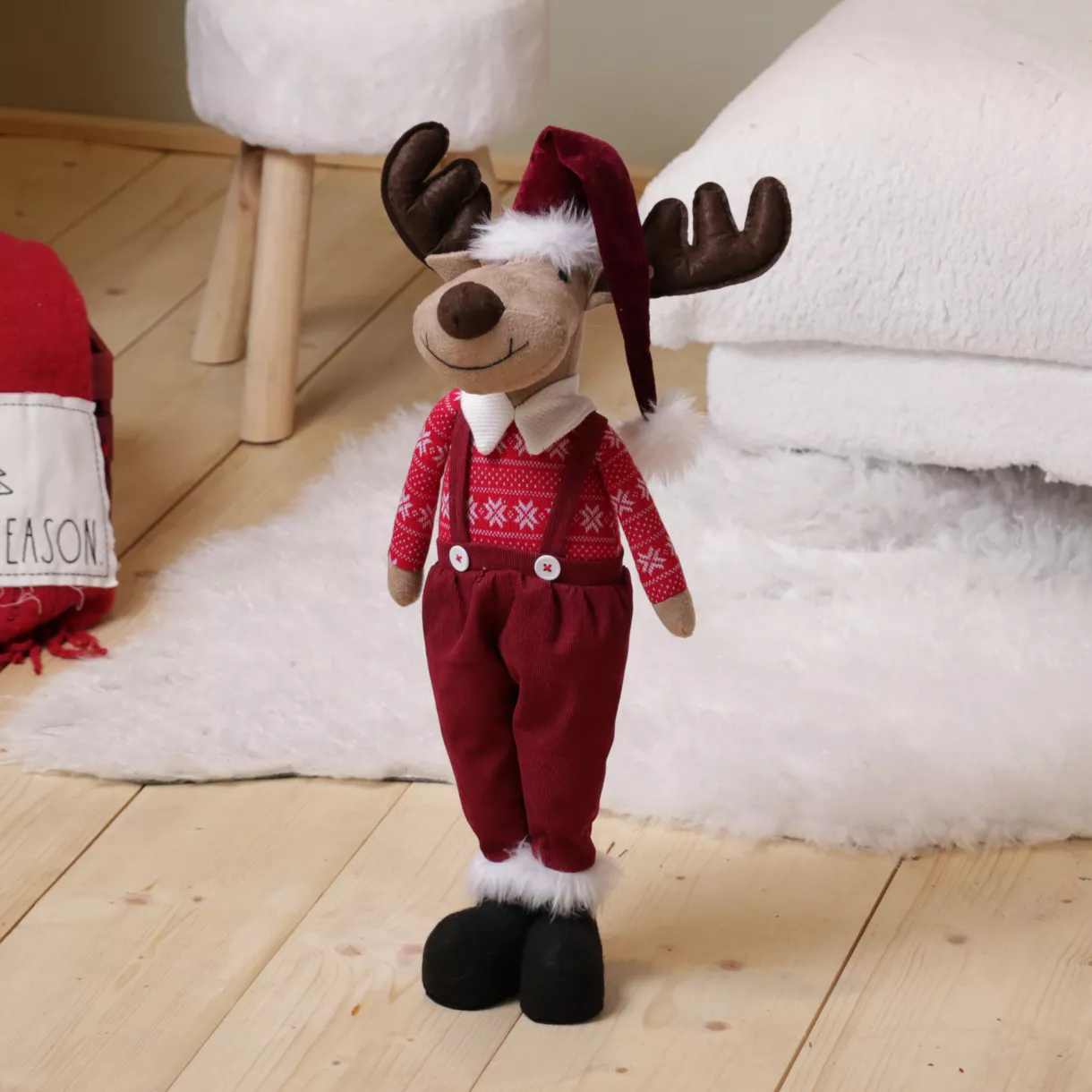 eminza Renne de Noël (H60 cm) Mister Bavarois costume Rouge
