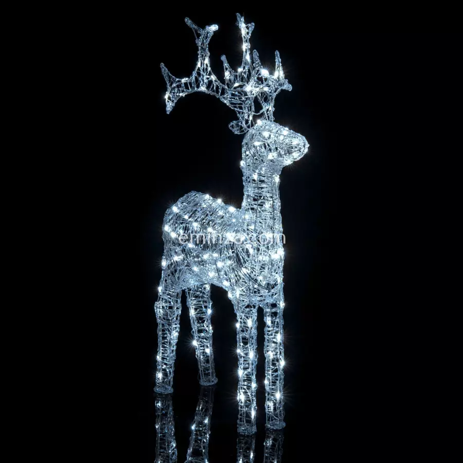 Eminza Renne Lumineux 50 LED (H60 Cm) Pilou Blanc Froid