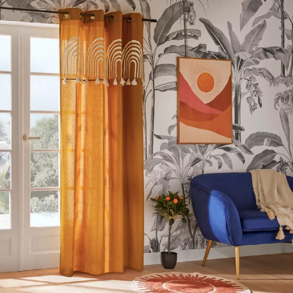 eminza Rideau coton (140 x 260 cm) Soleya Jaune moutarde