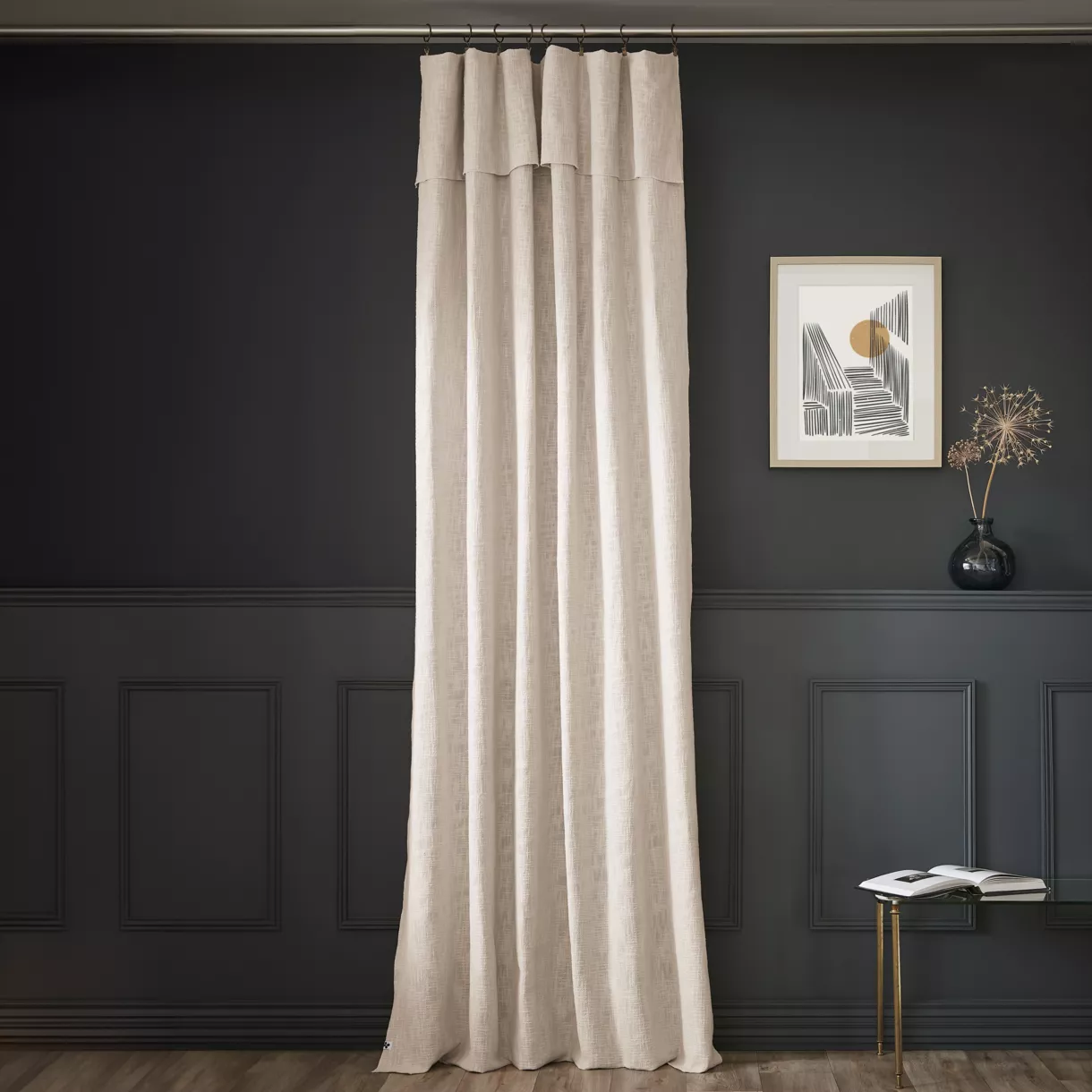 eminza Rideau coton ajustable (140 x max 270 cm) Sixtine Beige