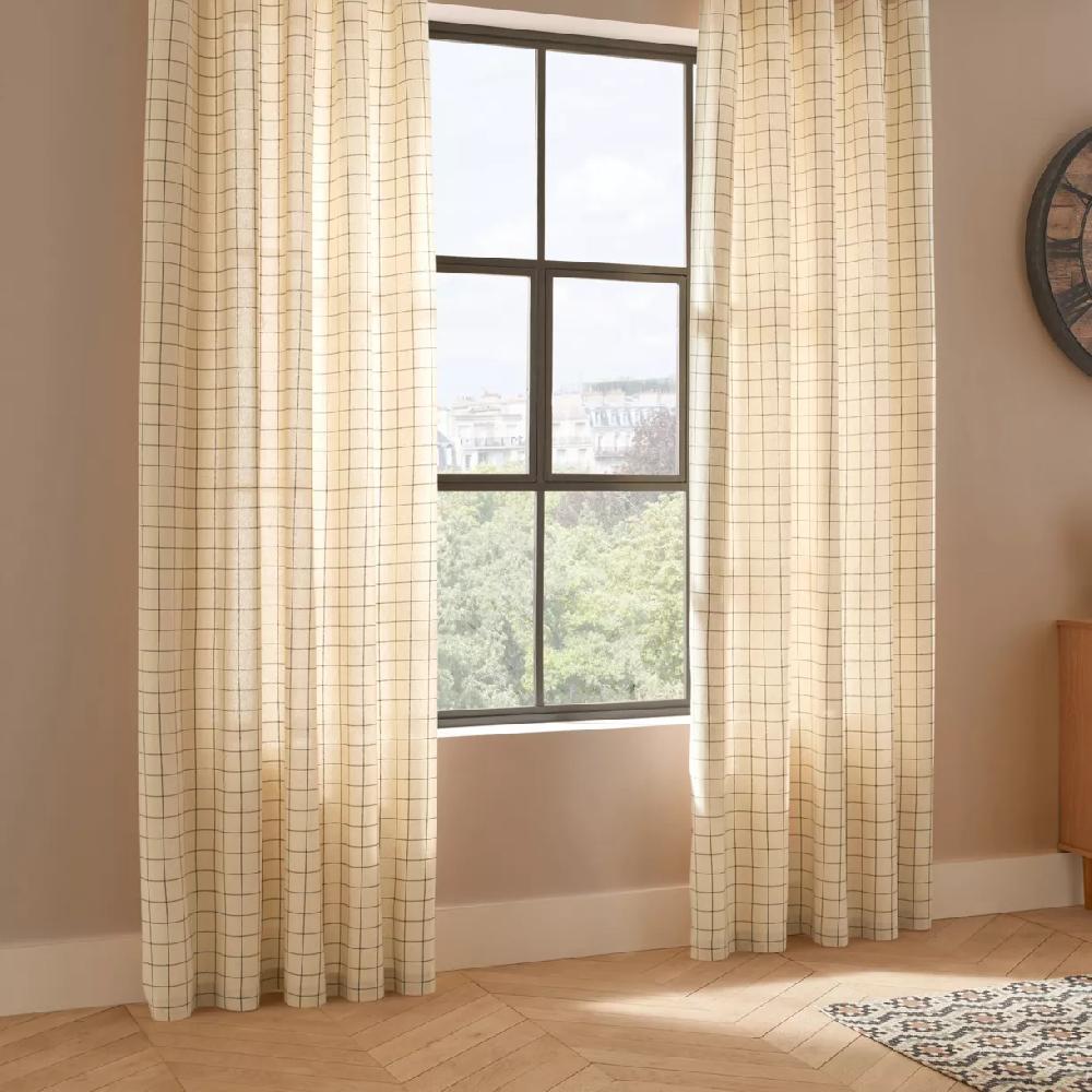 eminza Rideau coton carreaux (140 x 260 cm) Cory Beige
