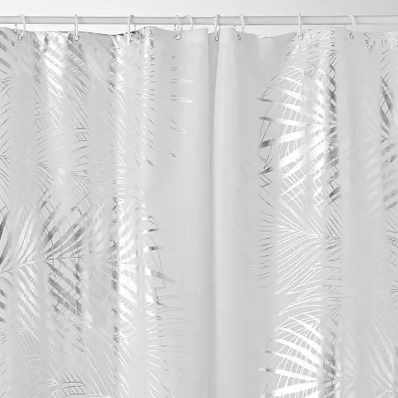 Eminza Rideau De Douche (200 Cm) Orbella Blanc Et Argent
