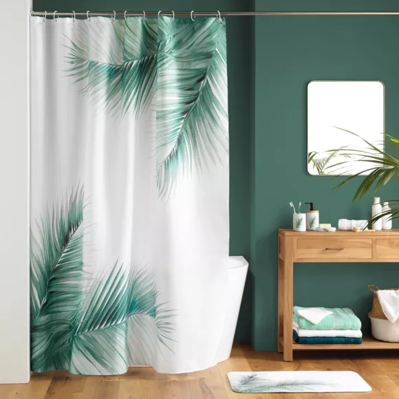 Eminza Rideau De Douche à Anneaux (180 X 200 Cm) Havane Vert