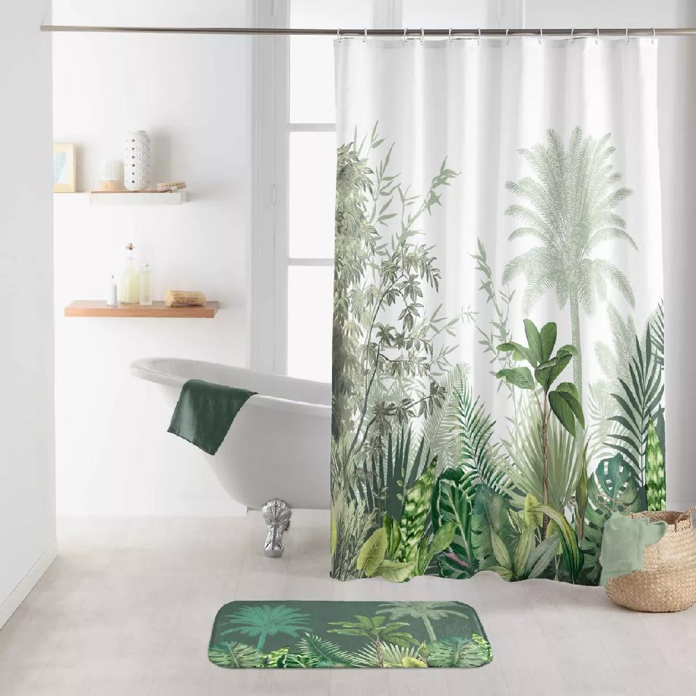 eminza Rideau de douche à anneaux (180 x 200 cm) Vagabonde Vert