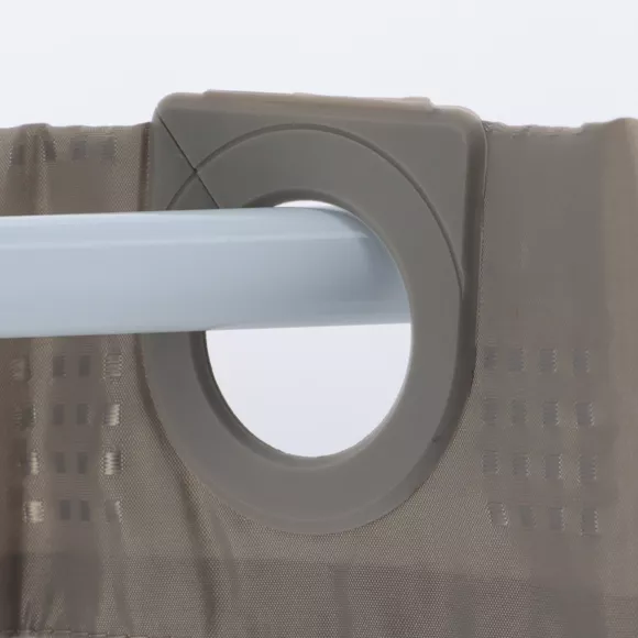Eminza Rideau De Douche Avec œillets Integrés (180 X 200 Cm) Carrés Taupe