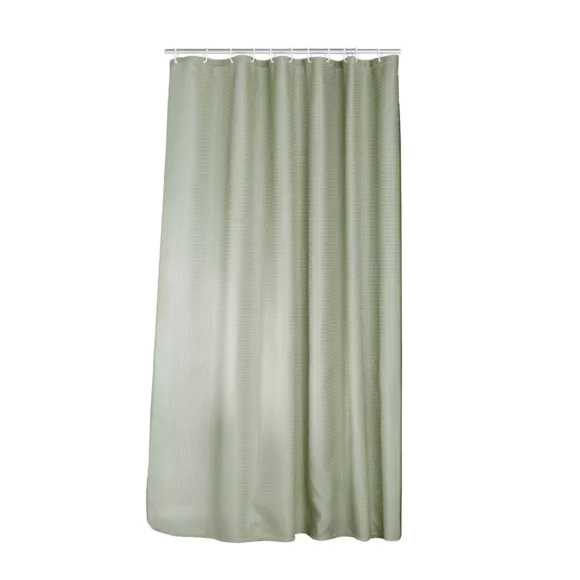 Eminza Rideau De Douche Effet Tissé à Anneaux (180 X 200 Cm) Quartz Vert Sauge