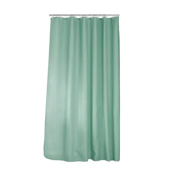 Eminza Rideau De Douche Effet Tissé à Anneaux (180 X 200 Cm) Quartz Vert Tilleul