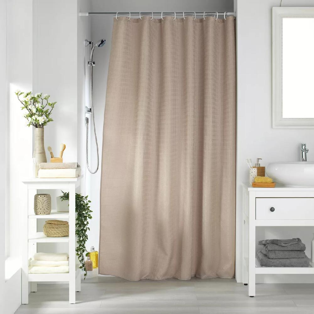 eminza Rideau de douche effet tissé à anneaux (180 x 200 cm) Quartz Taupe