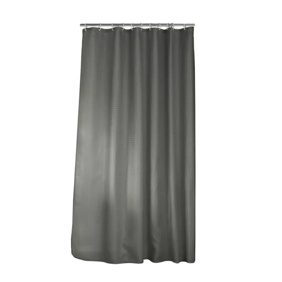 Eminza Rideau De Douche Effet Tissé à Anneaux (180 X 200 Cm) Quartz Gris Anthracite