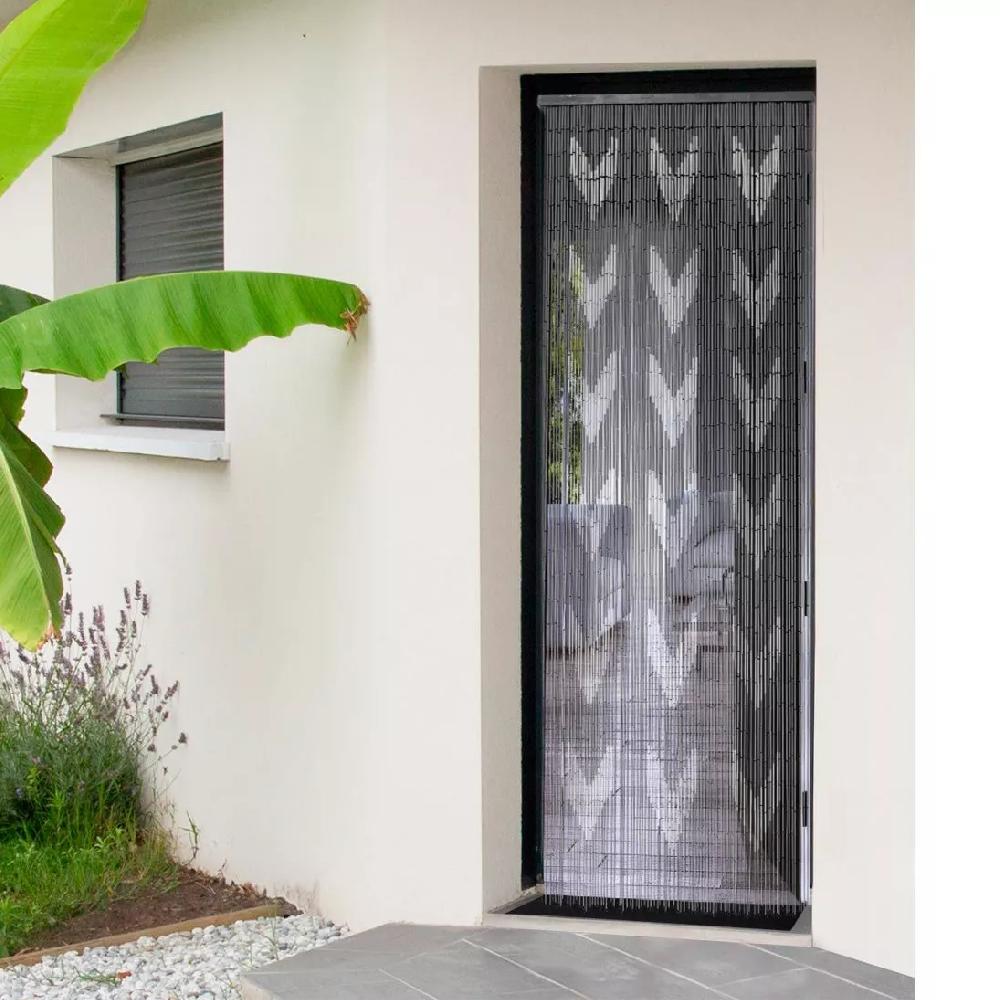 eminza Rideau de porte bambou (90 x 200 cm) Chevron Gris
