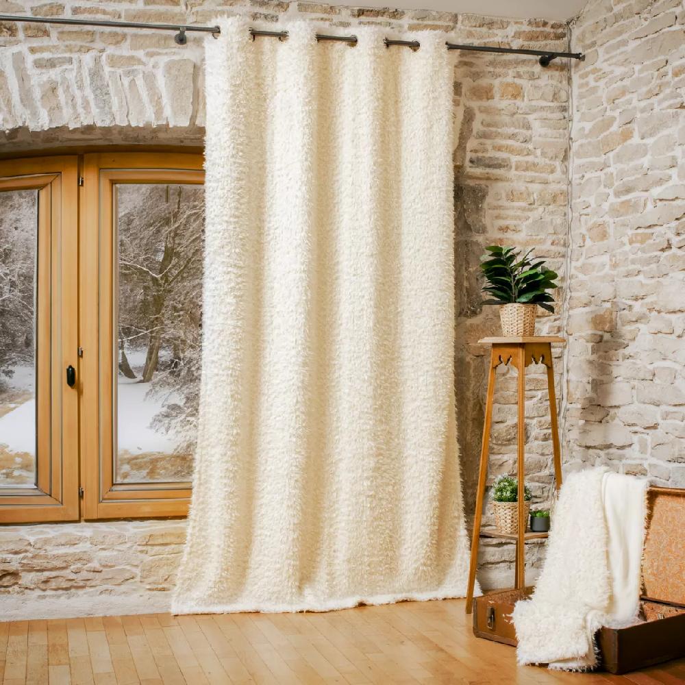 eminza Rideau fausse fourrure (135 x H250 cm) Caline Blanc cassé