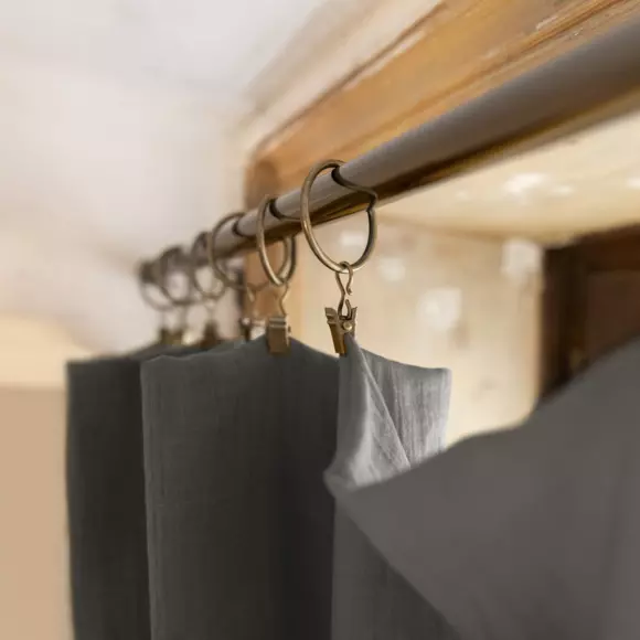 Eminza Rideau Gaze De Coton Ajustable (140 X Max 300 Cm) Gaïa Gris Granit