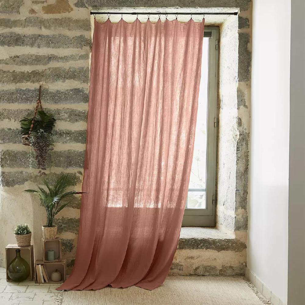 eminza Rideau gaze de coton ajustable (140 x max 300 cm) Gaïa Rose pêche