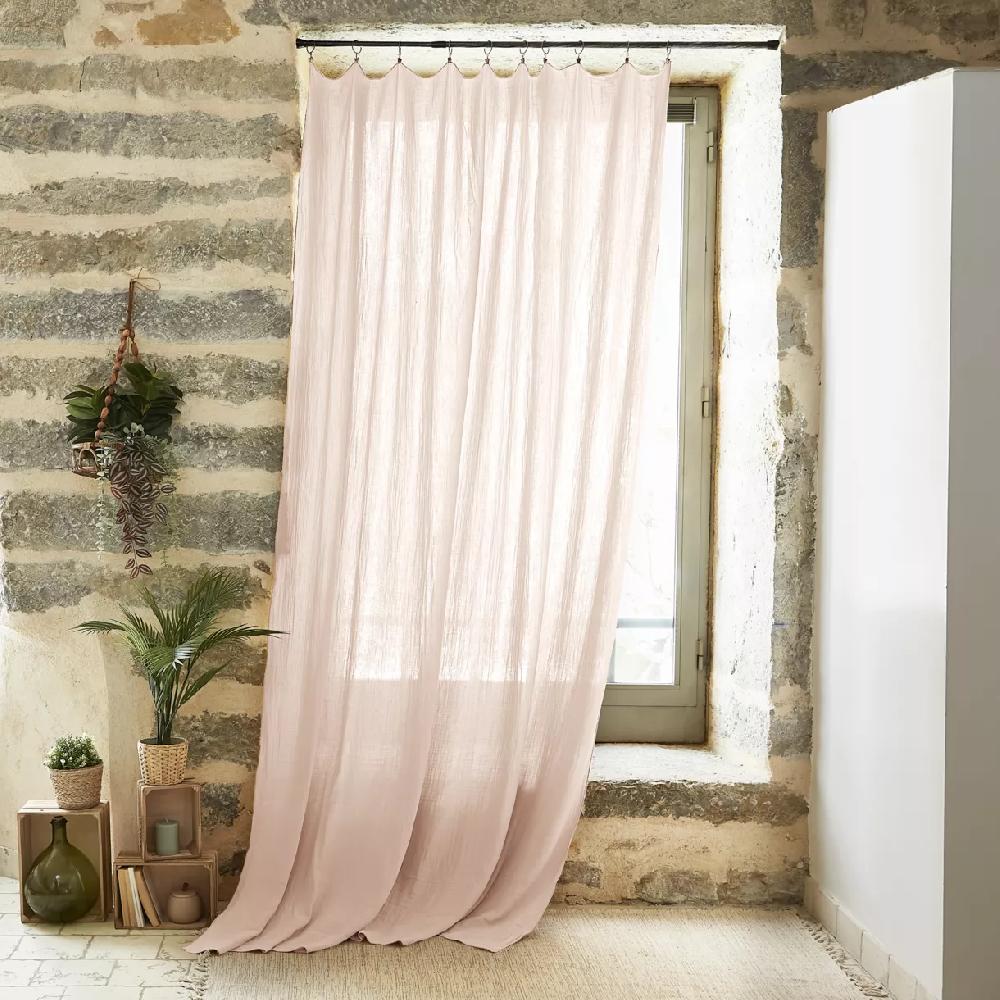 eminza Rideau gaze de coton ajustable (140 x max 300 cm) Gaïa Rose poudré