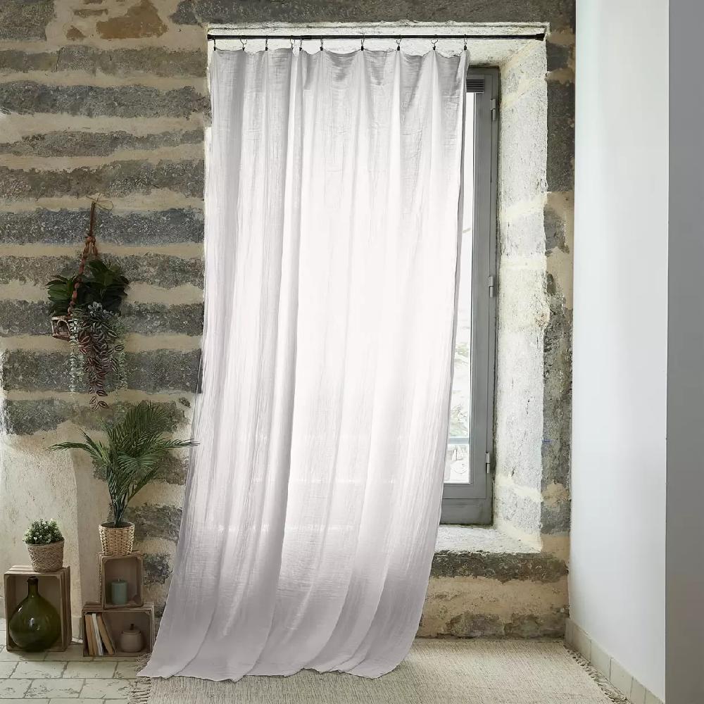 eminza Rideau gaze de coton ajustable (140 x max 300 cm) Gaïa Gris nuage