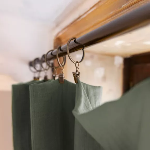 Eminza Rideau Gaze De Coton Ajustable (140 X Max 300 Cm) Gaïa Vert Romarin