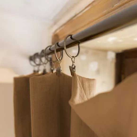 Eminza Rideau Gaze De Coton Ajustable (140 X Max 300 Cm) Gaïa Camel