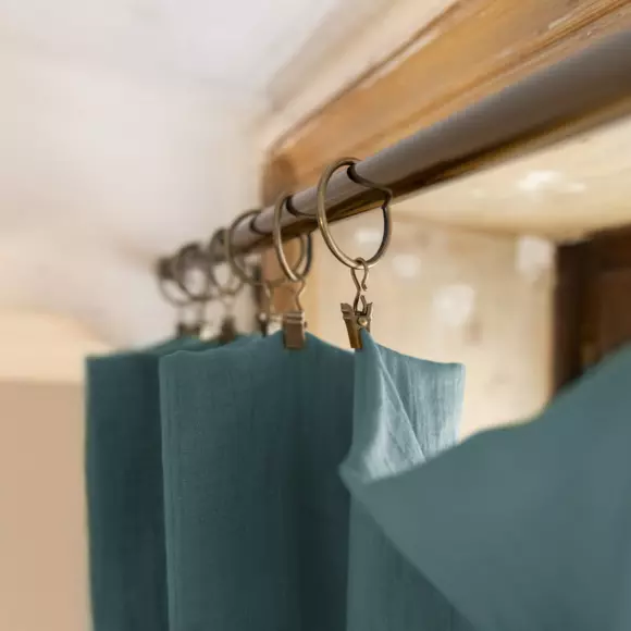 Eminza Rideau Gaze De Coton Ajustable (140 X Max 300 Cm) Gaïa Bleu Canard