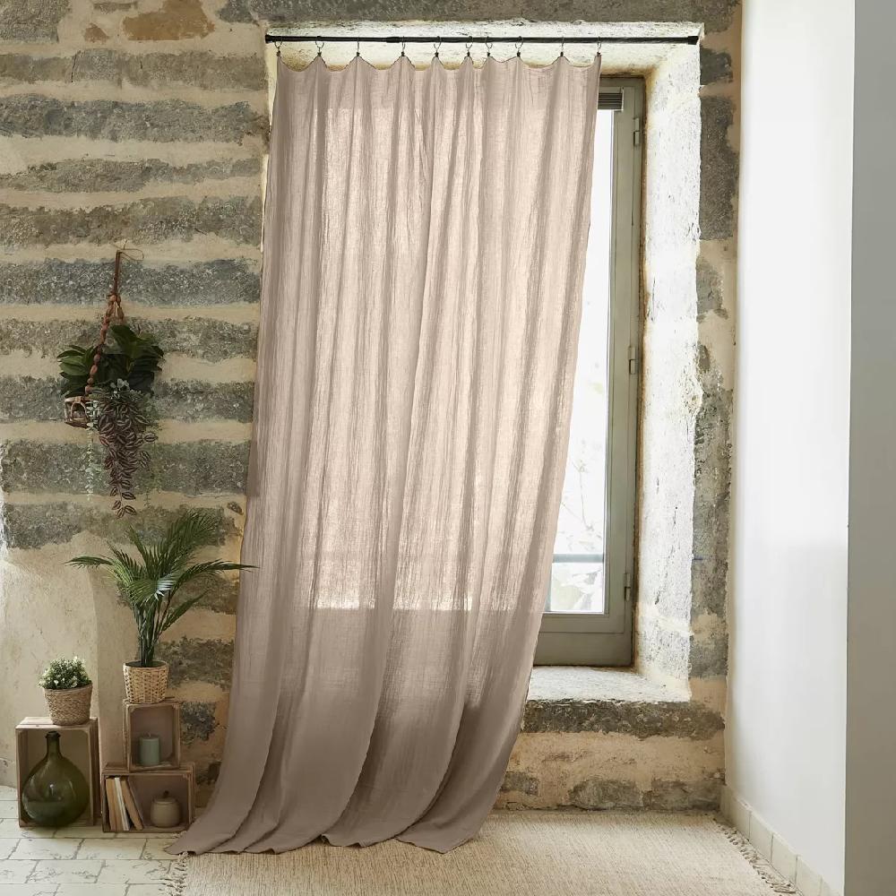 eminza Rideau gaze de coton ajustable (140 x max 300 cm) Gaïa Ficelle