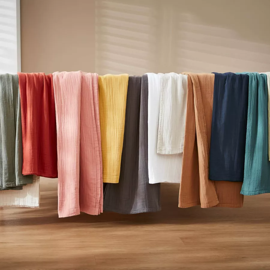 Eminza Rideau Gaze De Coton Ajustable (180 X Max 300 Cm) Gaïa Abricot