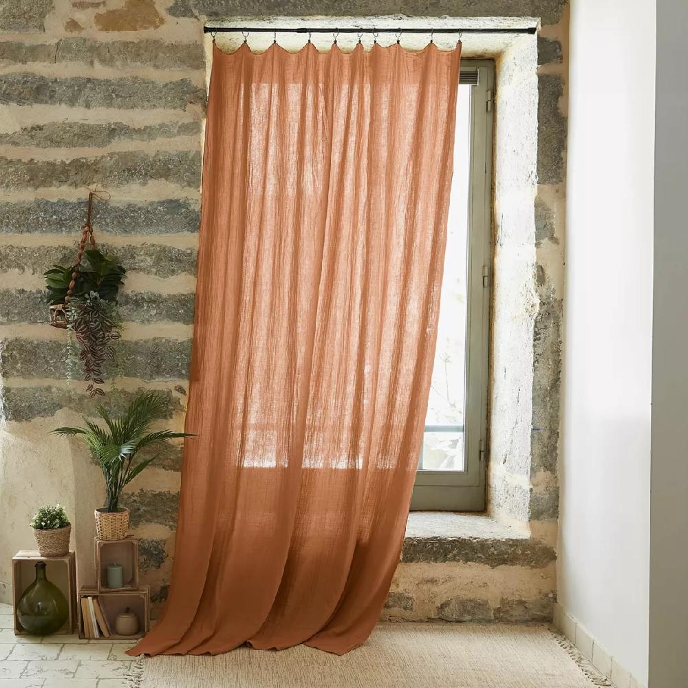 eminza Rideau gaze de coton ajustable (180 x max 300 cm) Gaïa Abricot