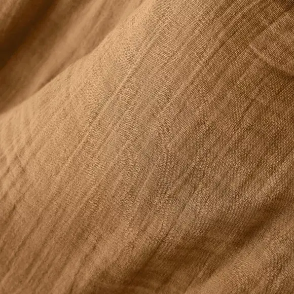 Eminza Rideau Gaze De Coton Ajustable (180 X Max 300 Cm) Gaïa Camel