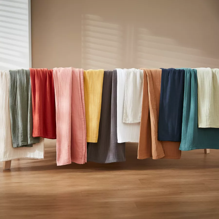 Eminza Rideau Gaze De Coton Ajustable (180 X Max 300 Cm) Gaïa Vert Romarin