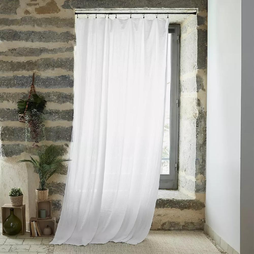 eminza Rideau gaze de coton ajustable (180 x max 300 cm) Gaïa Blanc chantilly