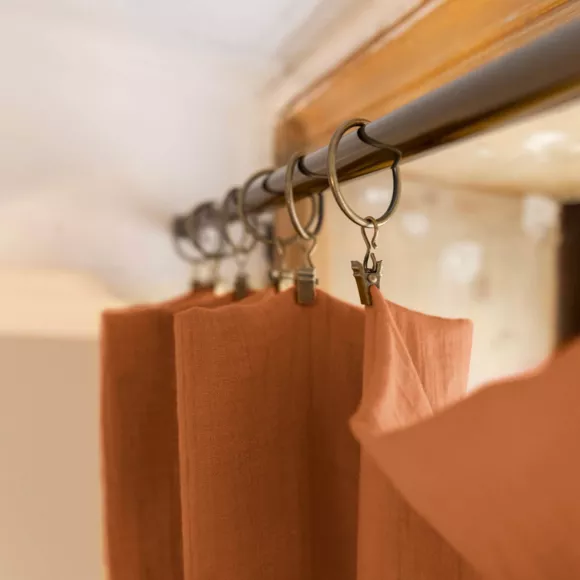 Eminza Rideau Gaze De Coton Ajustable (280 X Max 300 Cm) Gaïa Abricot