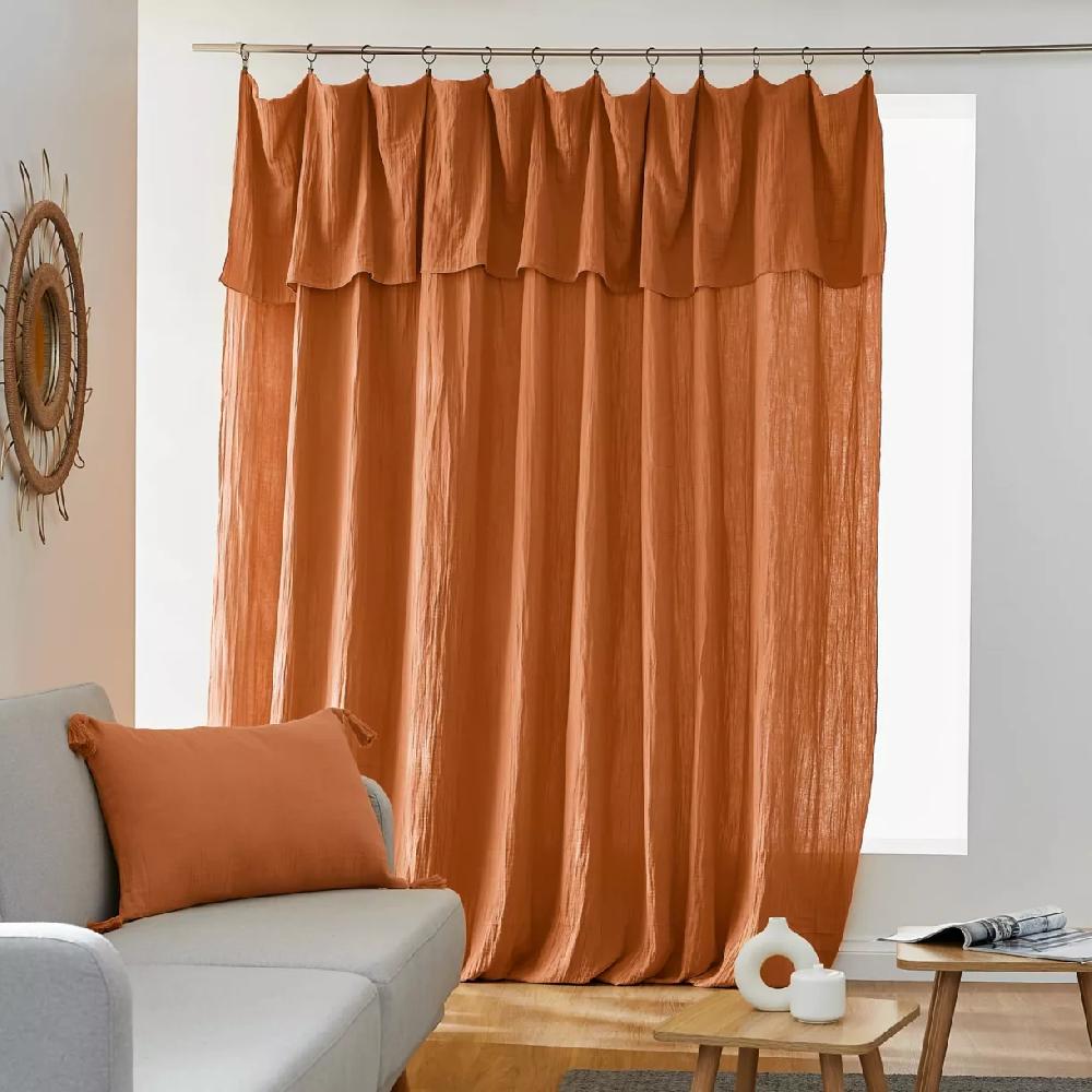 eminza Rideau gaze de coton ajustable (280 x max 300 cm) Gaïa Abricot