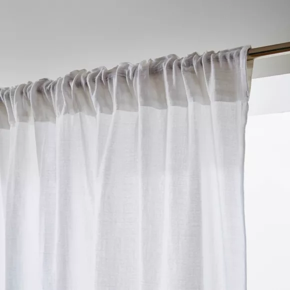 Eminza Rideau Gaze De Coton Galon Fronceur (140 X 240 Cm) Gaïa Gris Nuage