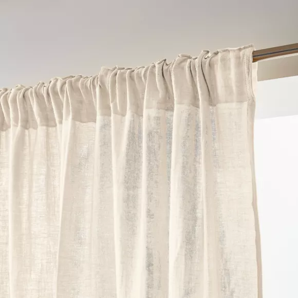 Eminza Rideau Gaze De Coton Galon Fronceur (140 X 240 Cm) Gaïa Beige Pampa