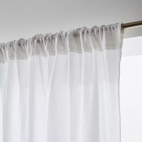 Eminza Rideau Gaze De Coton Galon Fronceur (180 X 240 Cm) Gaïa Blanc Chantilly