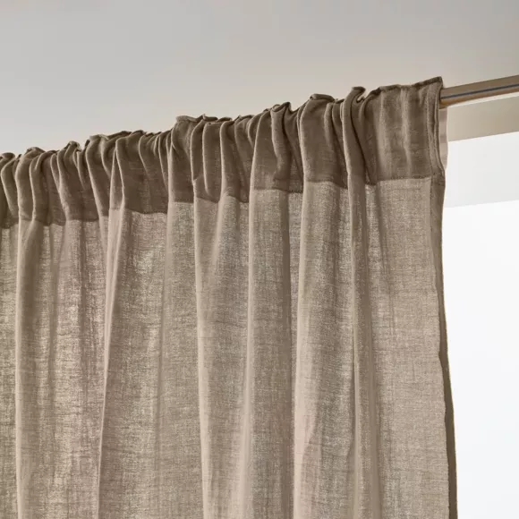 Eminza Rideau Gaze De Coton Galon Fronceur (180 X 240 Cm) Gaïa Ficelle