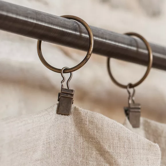 Eminza Rideau Lin Lavé Ajustable (140 X Max 270 Cm) Louise Beige