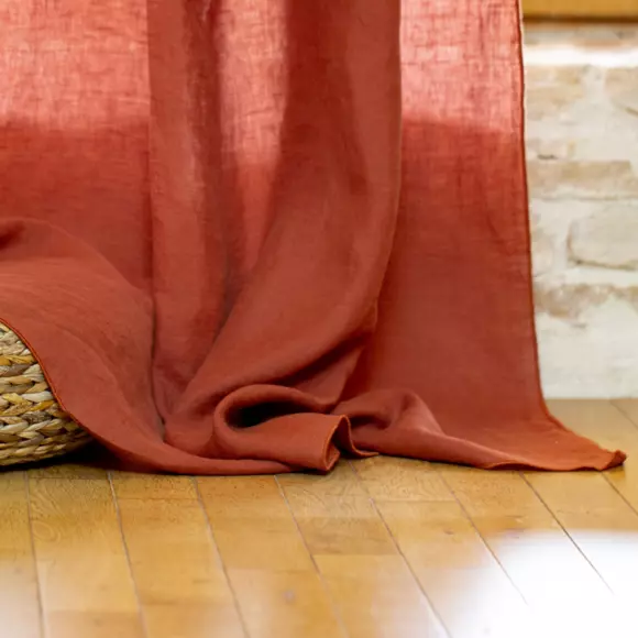 Eminza Rideau Lin Lavé Ajustable (140 X Max 270 Cm) Louise Terracotta