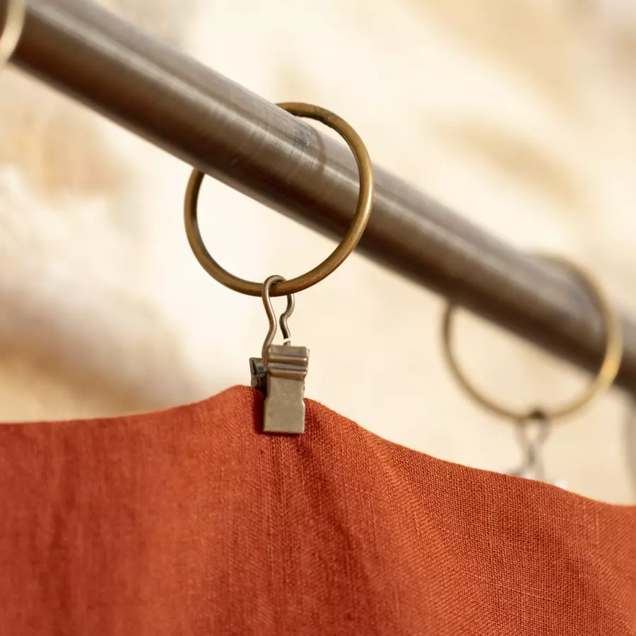 Eminza Rideau Lin Lavé Ajustable (140 X Max 270 Cm) Louise Terracotta