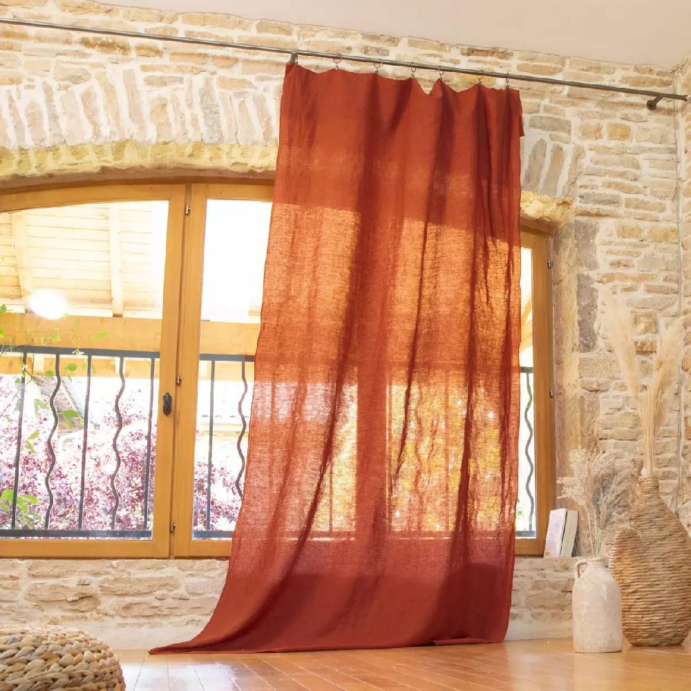 eminza Rideau lin lavé ajustable (140 x max 270 cm) Louise Terracotta