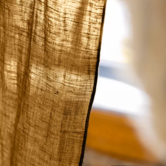 Eminza Rideau Lin Lavé Ajustable (140 X Max 270 Cm) Louise Caramel