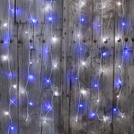 eminza Rideau lumineux H2 m L2 m 96 LED Interconnectable Bicolore Bleu et blanc froid