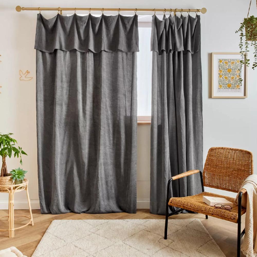 eminza Rideau lyocell Tencel™ ajustable (140 x max 270 cm) Olivia Gris granit