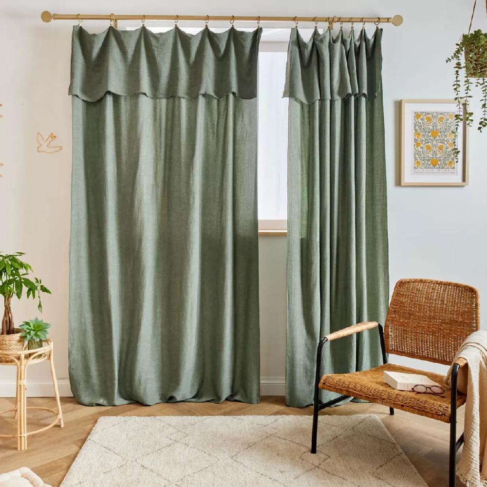 eminza Rideau lyocell Tencel™ ajustable (140 x max 270 cm) Olivia Vert romarin