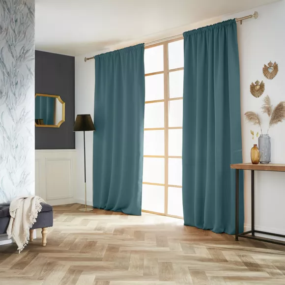 Eminza Rideau Obscurcissant Galon Fronceur (140 X 260 Cm) Dark Bleu Canard