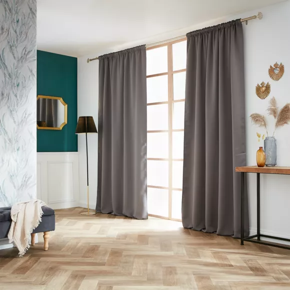 Eminza Rideau Obscurcissant Galon Fronceur (140 X 260 Cm) Dark Gris Anthracite